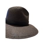 Janessa Leone Black Straw Hat Wide Brim Fedora Sz. Small Photo 7
