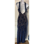 B Darlin Navy Blue Lace Formal Prom Dress Backless Halter A Line Junior Size 1-2 Photo 2