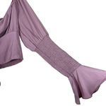 Pink Off Shoulder Bell Sleeve Top Lace Up Cottagecore Womens Size S Puteria XO Photo 2