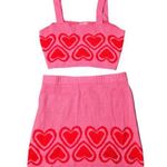 Sugar Thrillz Knit Heart Pink Skirt Set Size: M/L Size L Photo 0