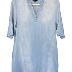 Velvet Heart T6 Chambray Tunic Dress Light Wash Roll Tab Sleeve Pockets Size S Photo 0