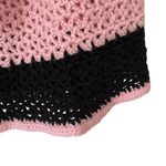 Vintage Handmade 70s Poncho Cape Sweater Pink Black With Bow Granny Size undefined Photo 2