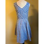 Vineyard Vines Cotton Linen Stripe Dress Blue White Sleeveless 8 nautical preppy Photo 3