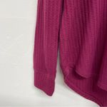 Chaser Magenta Pink Waffle Knit Long Sleeve Hooded Thermal Sweater Womens M Photo 3