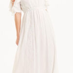 Club Monaco Womens Boho Beachy Floral Embroidered Fredelin Midi Dress XS White Photo 0