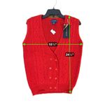 NWT 100% Shetland Wool Red Cable Knit Sweater Vest Sz Large Preppy Academia Photo 3