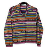Chicos Design Vintage Striped Cotton Button Down Jacket Sz 0 Small‎ Boho Hippie Photo 0