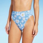Daisy Print Retro High Waist Textured Bikini Swimsuit Set Photo 1