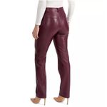 Anthropologie  Joie Faux Leather Pants Size 8 Burgundy Straight Fit High Waist Photo 6