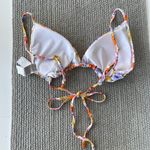 Forever 21 Pink Purple Orange Floral Triangle Bikini Top Photo 3