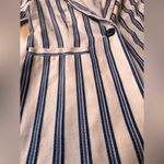 Halogen Linen Blend Izzy Blazer XS Petite Blue White Striped One Button Jacket Photo 10