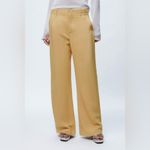ZARA  Women Yellow Mid Rise‎ Wide Leg Blend Limited Edition Formal Pants Sz M Photo 1