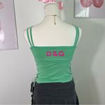 Dolce & Gabbana Vintage Y2K ‎ Teal Hot Pink Monogram Tank Top Side Tie Womens S Photo 4