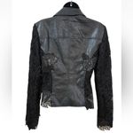Guess  Faux Leather Moto Jacket Lace Sleeve Floral Print Size M Photo 8