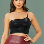 SheIn One Shoulder Croc Crop Top Photo 0