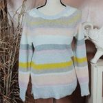 Loft Light Striped Stripes Size Medium M Sweater Crew Neck Pastel Light Color Photo 0
