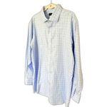 Proper Cloth Check Long Sleeve Button Down Shirt Classic Tailored Menswear Sz 17 Blue Photo 4