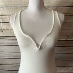 ZARA  White Micro Ribbed Sweetheart Neckline Plunging Sleeveless Bodysuit Photo 3