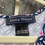 Jessica Howard  Geometric Print Pink Navy Romper | L Photo 1