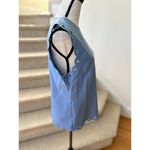 J.Crew Cornflower Blue Scalloped Grommet Cap Sleeve Blouse Photo 1