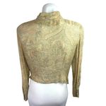 Francess Erita Gold Tan Textured Paisley Long Sleeve Button Up Shirt Top Size 12 Brown Photo 1