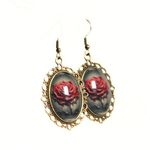 Handmade Gothic Victorian “Crimson Bloom” Dripping Rose Cameo Earrings Photo 2