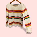 Talbots Cute creamy stripe heavyweight long sleeve top cotton multicolored rainbow Photo 1