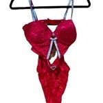 Body Rage red lace heart with rhinestones women’s lingerie Photo 0