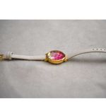 Charming Charlie  Floating Hearts White Leather Band Gold Tone New Battery Watch Photo 1