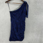 Sam Edelman  Bodycon Dress Womens 8 Blue Lace Overlay‎ Ruched Party Event Y2K Photo 9