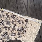 Angie Babydoll Blouse Cream Boho Floral Print Lace Detailing Size M Photo 7