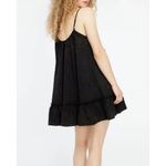 Lacausa  Reina Mini Dress Babydoll Oversized Shirred Neckline Ruffle Hem Black M Photo 2