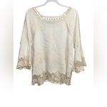Spiaggia Dolce  Size M Embroidered Bohemian 3/4 Sleeve Blouse Lace Bell Sleeve Photo 1