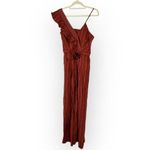 Three Floor Margaux Jumpsuit Womens 2 Burnt Orange Linen Striped Ruffle NWT Photo 2