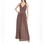 AQUA  XL Striped Metallic Maxi Dress Gown Photo 1