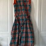 Handmade faux wrap dress made with veritable wax fabric Orange Size M Photo 0