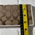 Coach Checkbook Cover Beige Signature C Canvas Leather Trim Photo 2