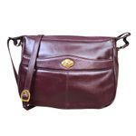 1980s Vintage Burgundy Leather Crossbody Satchel – Luxe Structured Shoulder Bag Red Photo 0