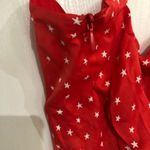ZARA NWT Women's ‎ Red Lace Up Satin Effect Star Print Bodysuit Size Medium Photo 9