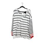 Lane Bryant NWT Lane‎ Bryant Asymmetrcial Black White Stripe w/ Orange Zip Back Top 18/20 Photo 2