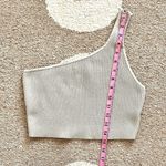 Babaton x Aritzia Sculpt Knit One Shoulder Cropped Tank Top Chrome Pearl Large Photo 4