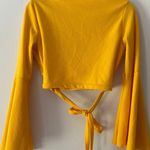 Mustard Yellow Flare Sleeve Crop Top Size M Photo 2