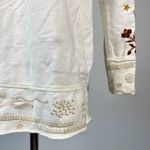 Johnny Was NWOT  Embroidered Floral French Terry Raw Hoodie Sweatshirt Sz S Cream Photo 9