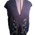 Vintage Koret Sweater Vest Navy Blue Embroidered Rope Star Size 3X Photo 0