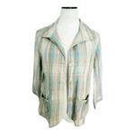 Christopher & Banks  Stretch Multicolor Wrinkle Jacket Blazer Size L 3/4-Sleeve Photo 1