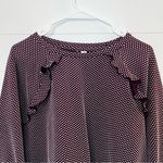 Purple Polka Dot Long Sleeve Women's Sweater Top XL Ruffles White Photo 1