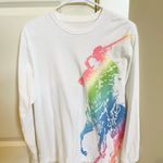 Polo Ralph Lauren White Long Sleeve T-Shirt With Ombre Pony Logo Size Small EUC Photo 5