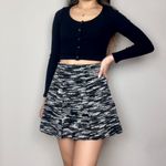 Drew Black, White, & Grey Gray Bouclé Knit Mini Skater Skirt Photo 3