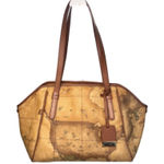 Alviero Martini 1A Classe Geo World Map Tote Bag Beige Brown Photo 0