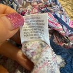 Pink Rose Large Blue Pink White Geometric Top Photo 6